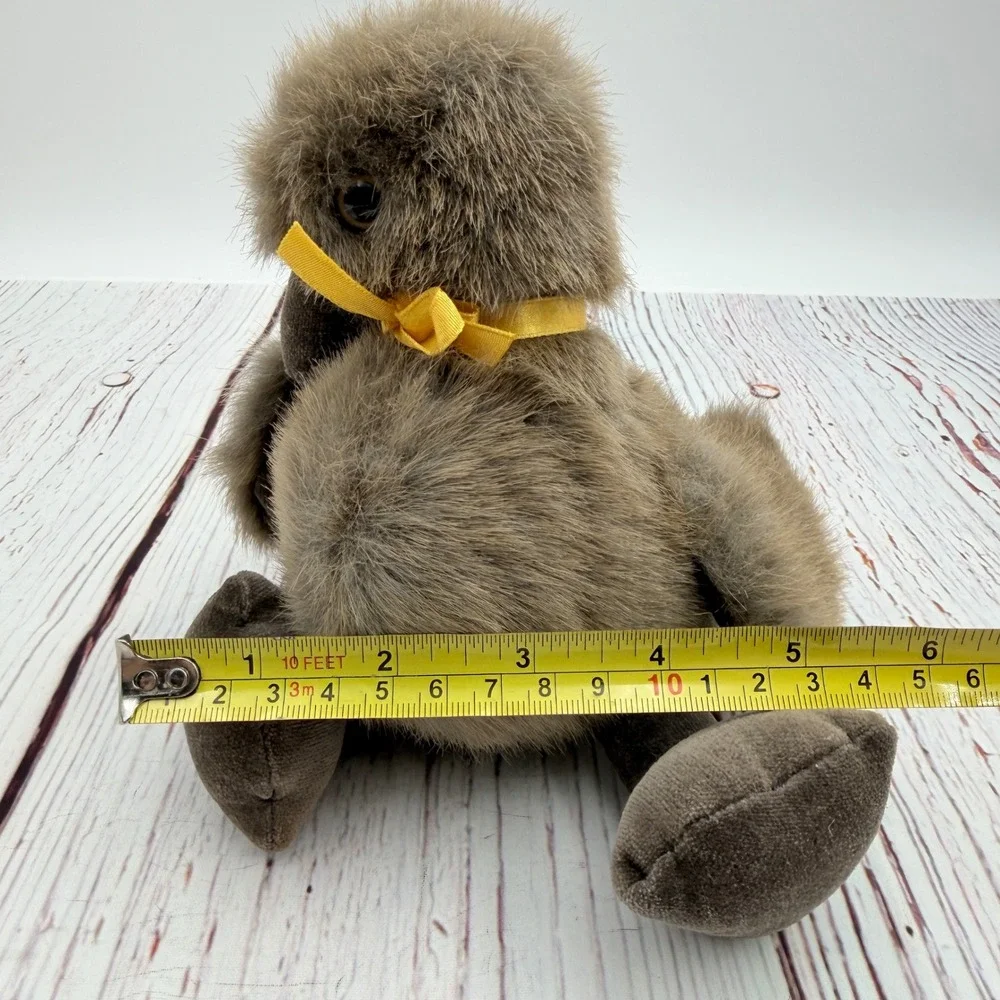 Mary Meyer Vintage Brown Duckling Plush Stuffed Animal Yellow Bow 6.5 Inch